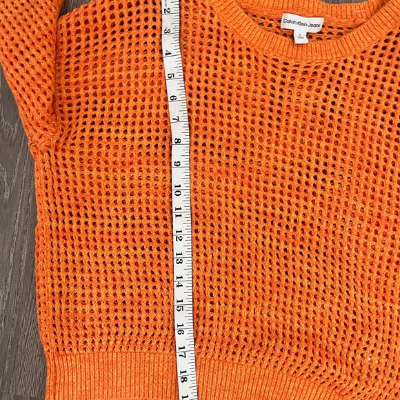 Calvin Klein Bold Orange Mesh Sweater - Picture 5 of 7